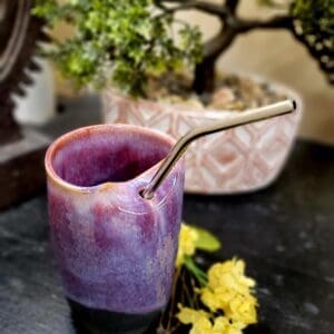 #183 Pink/Black Tumbler with Straw