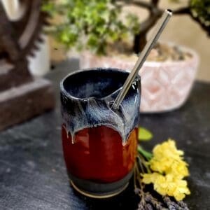 #190 Black/Red Tumbler with Straw